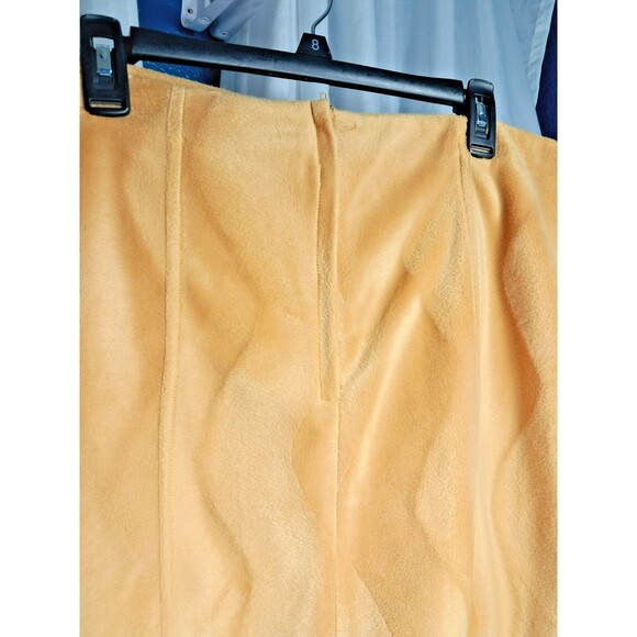 VTG 90s Boutique Europa Gold Velvet Wavy Mini Furry Skirt Womens Size 18 Y2K - Picture 4 of 11
